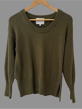 LEALLO Green Cotton V-Neck Long Sleeve Sweater XS ($238)